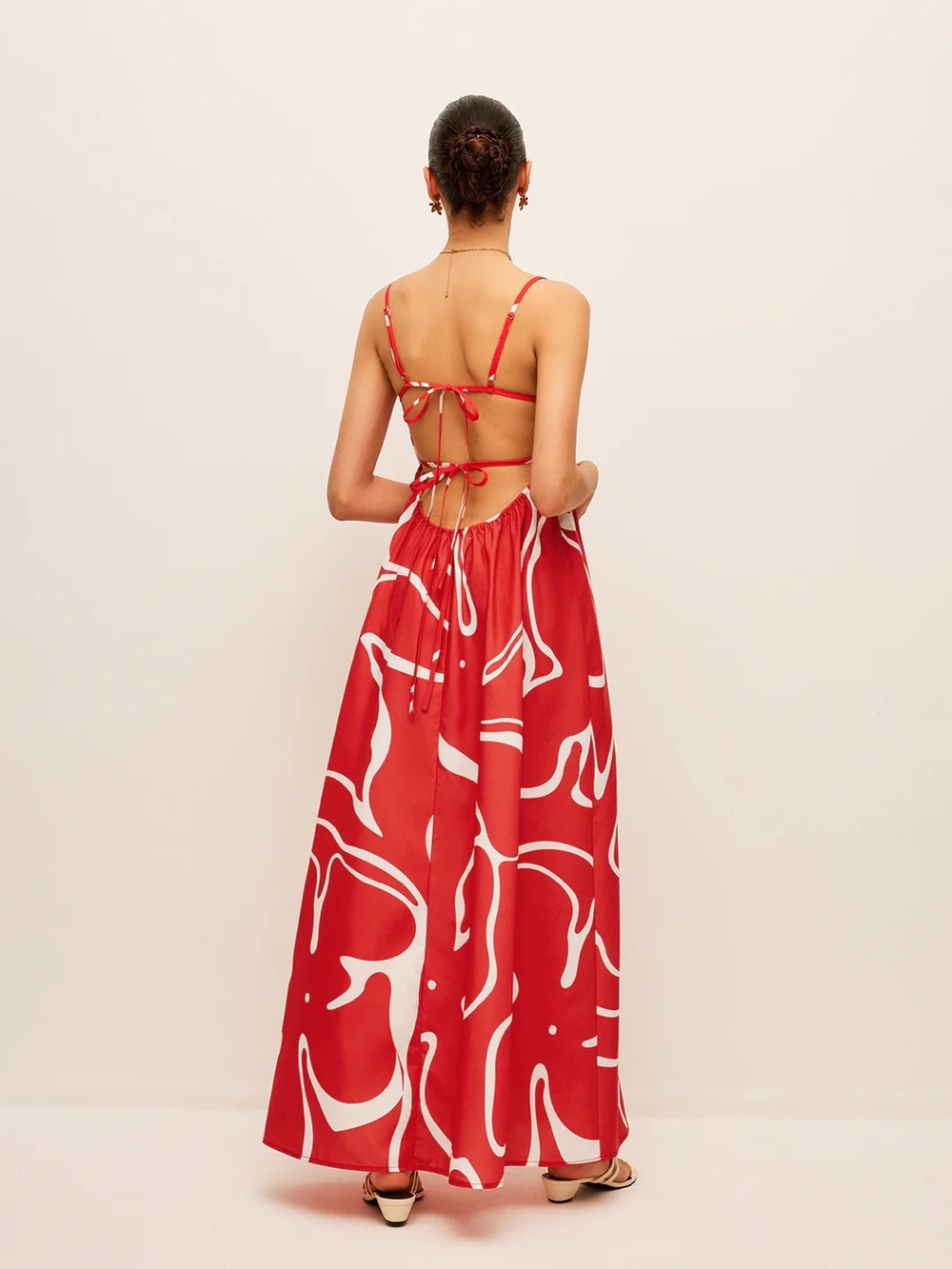 COMMENSE Printed Back Tie Detail Dress - size XSmall